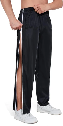 Vista 5 de AIFARLD Pantalones rasgados para hombre con cremalleras laterales y bolsillos para baloncesto, rodillapierna, poscirugía