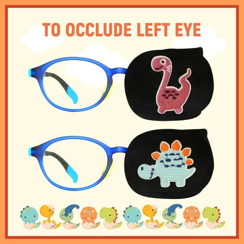 Vista 6 de Astropic 2 parches de ojos para niños Parche de ojo de dinosaurio para niños para gafas Parches médicos para ojos para niños con ojo perezoso