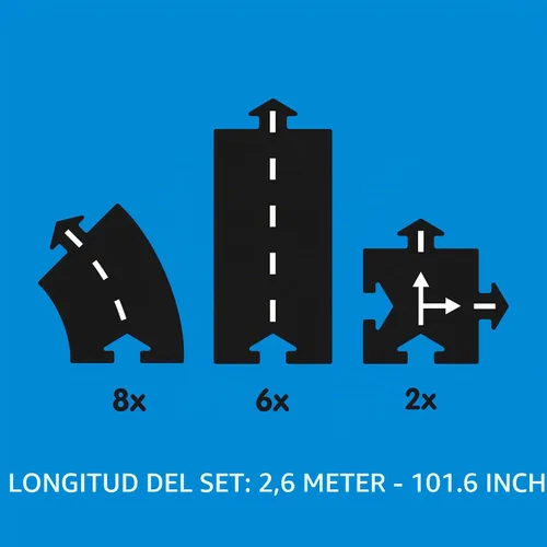 Vista 5 de Waytoplay Expressway, Circuito de 16 piezas para autos de juguete - Flexible, indestructible e impermeable - Pistas modulares para automóviles