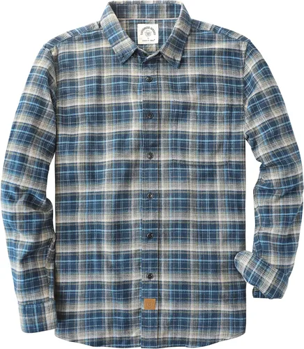 Vista 31 de Dubinik® Camisa de franela, para hombre, de manga larga, a cuadros, suave, 100% algodón, informal, con botones, ajuste regular Gris Negro