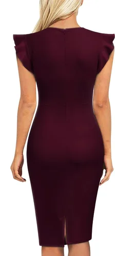 Vista 2 de Miusol vestido de cóctel con volantes, estilo clásico, para mujer