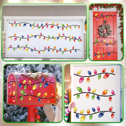 Vista 5 de Bememo 116 piezas de decoración de coche de Navidad magnética decoración de Navidad, 84 imanes de bombilla, 32 bonitos cables de Navidad, imán