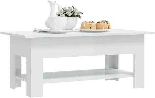 Vista 6 de Coffee Table High Gloss White 40.2x21.7 x16.5 Engineered Wood Modern Coffee for Living Room Dining Center Table for Mesas De Centro para Sala for