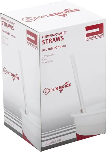 Vista 4 de AmerCare Pajitas transparentes jumbo de 7.75 pulgadas, sin envolver, caja de 12,000