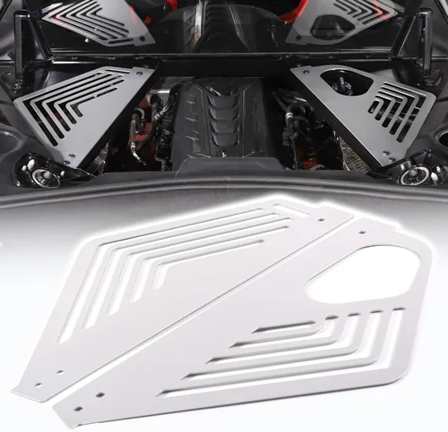 Vista 8 de Cubierta de panel de bahía de motor compatible con Chevrolet Corvette C8 2020-2023, cubiertas traseras de aleación de aluminio para motor izquierda