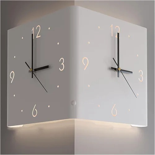 Vista 7 de KYOFIS Reloj de pared Corne de doble cara, reloj de pared digital de esquina con escala numeral, funciona con pilas, reloj de pared silencioso