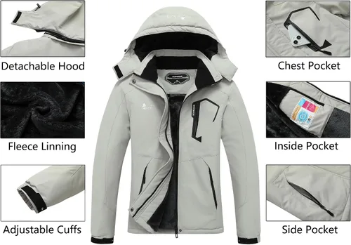 Vista 4 de MOERDENG Women's Waterproof Ski Jacket Warm Winter Snow Coat Mountain Windbreaker Hooded Raincoat Jacket