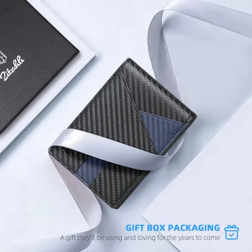 Vista 96 de Zitahli - Billeteras delgadas RFID para hombres, billetera de cuero flexible con clip de dinero, cartera minimalista con bolsillo frontal