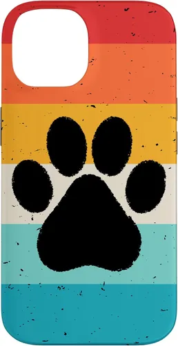 Vista 4 de iPhone 16 Gato Perro Paw Print en estilo retro Vintage Case