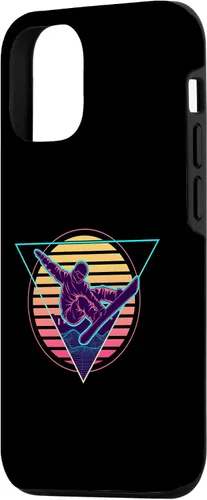 Vista 2 de iPhone 15 Retro Futuristic Snowboarder Synthwave Snowboarding Case