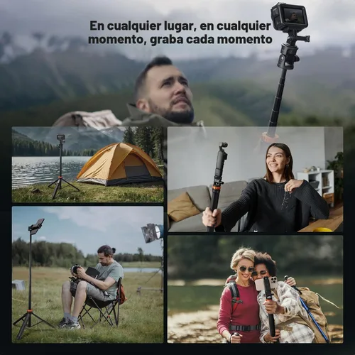Vista 7 de K&F CONCEPT Palo de Selfie Trípode, Soporte de Luz Extensible de 69" con Tornillo de 1/4" y Control Remoto, Soporte para Teléfono con Cámara Mini