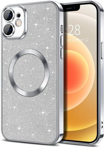 Vista 49 de Hython para iPhone 16 Funda con chispas brillantes, fundas transparentes magnéticas con protector de lente de cámara [Compatible con MagSafe]