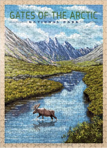 Vista 8 de MyPuzzle Gates of The Arctic National Park - The Arctic Whisper, póster de viaje vintage, rompecabezas de 100 piezas para adultos