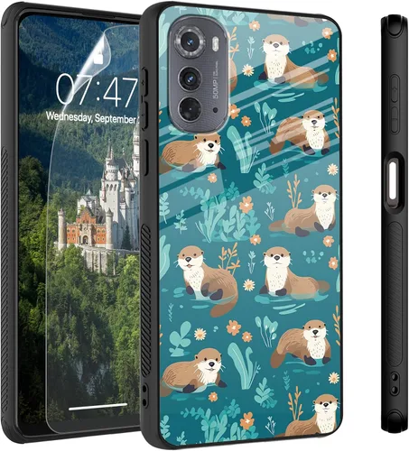 Vista 59 de Funda para Motorola Moto Edge 2022, cubierta trasera de vidrio templado con protector de pantalla, funda protectora a prueba de golpes para Motorola