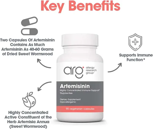 Vista 4 de Allergy Research Group Suplemento de artemisinina – Apoyo del tracto gastrointestinal, Qinghaosu puro de Artemisia annua, sin tujona