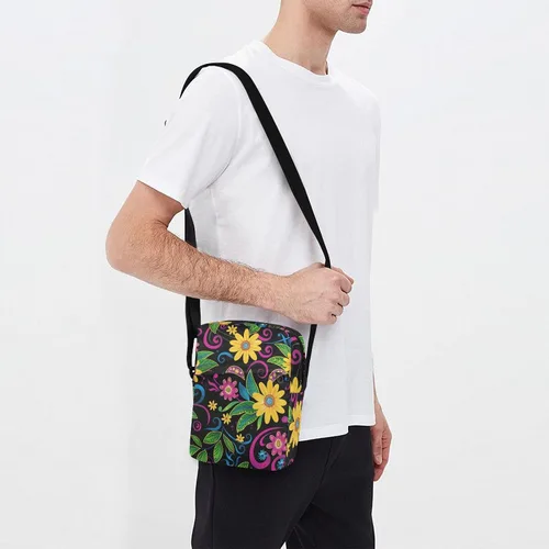 Vista 7 de Black Vintage Daisy cute messenger bag Crossbody Bags For Women Small Womens Crossbody Purses Ladies Shoulder Handbags Adjustable Strap for Travel