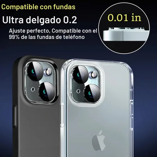 Vista 4 de Ferilinso Protector de lente de cámara para iPhone 14, iPhone 15, iPhone 14 Plus, iPhone 15 Plus, protector de lente para iPhone 13 13 Mini