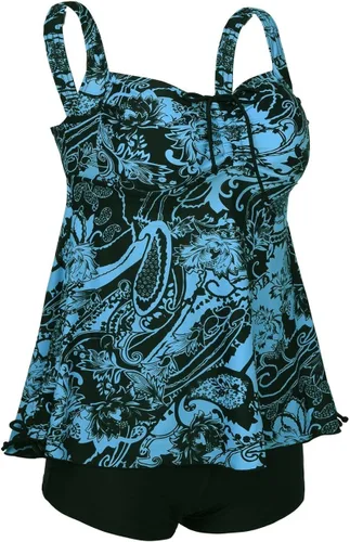 Vista 2 de Septangle - Trajes de baño tankini de talla extragrande para mujer tankini de dos piezas con estampado de cachemira