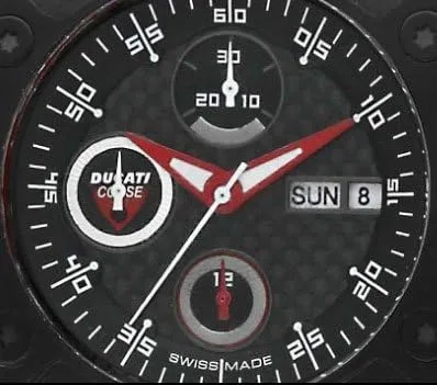 Vista 2 de Ducati CW0017 VJ 7750 Reloj automático con cronógrafo 25 joyas de goma negro