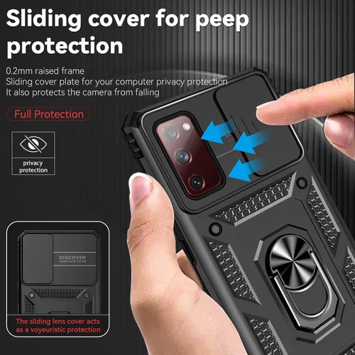 Vista 4 de HNHYGETE Funda para Galaxy S20 FE 5G con protector de pantalla: [grado militar de 20 pies probada en caídas] anillo a prueba de golpes para Samsung