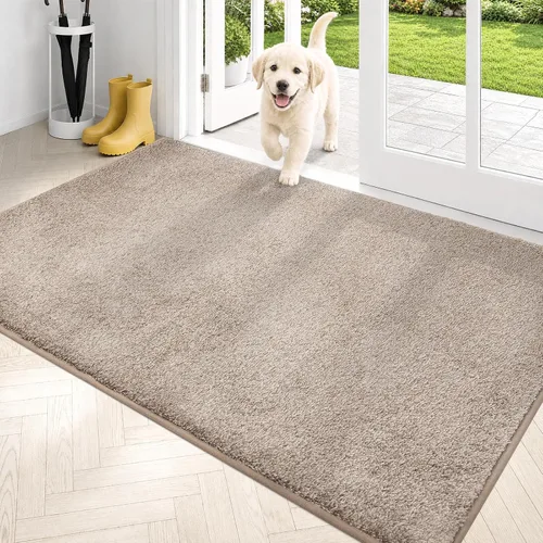 Vista 31 de PURRUGS Tapete para puerta con atrapamiento de suciedad, 20 x 31.5 pulgadas, antideslizante, lavable a máquina, tapete para puerta de perro, tapete