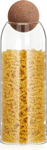 Vista 14 de Suclain - 12 tarros de vidrio con tapa de bola de corcho, recipiente de cocina, 17 onzas