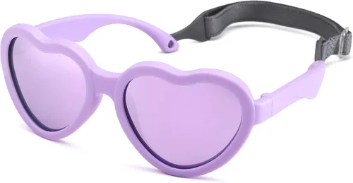 Vista 19 de Gafas de sol polarizadas flexibles en forma de corazón para bebés con correa ajustable para niños pequeños y bebés de 0 a 24 meses B9*