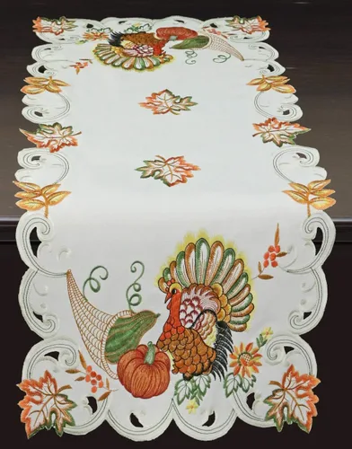 Vista 12 de Creative Linens Juego de 4 manteles individuales de cosecha de otoño de 11 x 17 pulgadas, manteles individuales bordados de pavo y calabaza y hoja