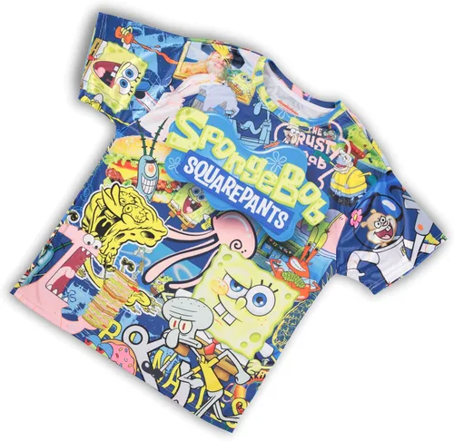 Vista 7 de Camiseta clásica de Bob Esponja para hombre de Bob Esponja, Patrick & Krusty Krab Sublimated Allover