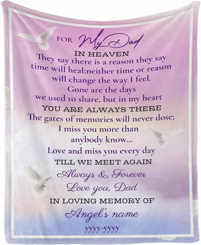 Vista 33 de InterestPrint Manta personalizada en memoria amorosa manta personalizada con foto, There is a Little Bit of Heaven in Our Home perfecta para sofá