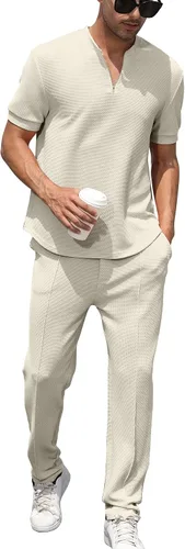 Vista 25 de FZNHQL Conjunto deportivo de moda para hombre, 2 piezas, casual, atlético, para correr, manga corta/larga, conjunto para hombre