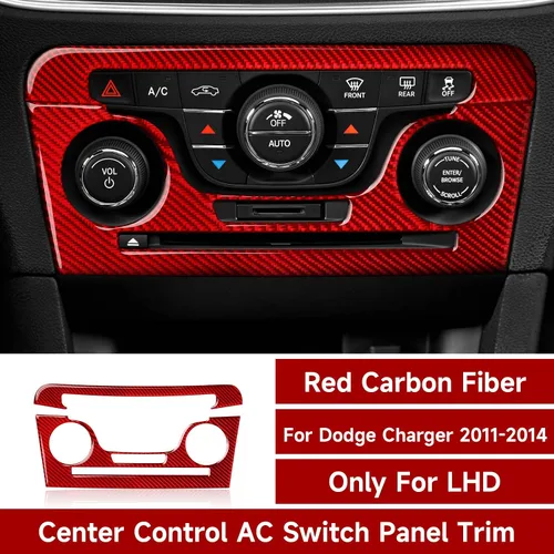 Vista 2 de Para 2011 2012 2013 2014 Dodge Charger Accesorios Consola central Aire Acondicionado Interruptor de Volumen Panel de Fibra de Carbono Pegatina