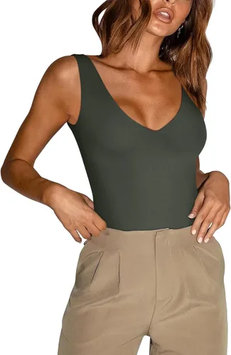 Vista 19 de REORIA Butsmooth® - Body sin mangas con cuello en V profundo y escote en V para mujer