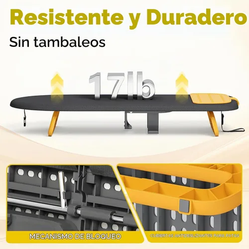 Vista 7 de KINGBOARD Tabla de planchar de mesa, pequeña tabla de planchar con soporte para planchar, mini tabla de planchar plegable, fácil almacenamiento