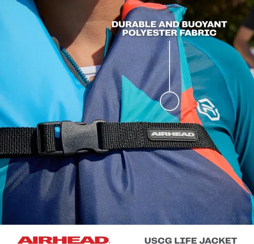 Vista 3 de Airhead GEO General - Chaleco salvavidas de varios tamaños, chalecos de natación para adultos, niños y jóvenes, poliéster duradero y espuma