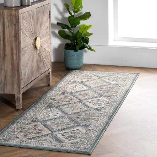 Vista 22 de nuLOOM Alfombra de Área Becca Tradicional con Diseño de Azulejos 2x3, Beige, Diseño Transicional Desvanecido, Resistente a las Manchas, Para
