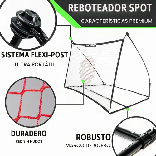 Vista 6 de QuickPlay Red de rebote Spot Target para fútbol Red de rebote resistente al clima con bolsa de transporte Ideal para práctica de pases