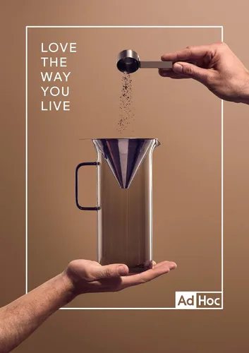 Vista 4 de AdHoc Impact Pour Over - Cafetera con recipiente de vidrio de 1 litro, filtro de acero inoxidable reutilizable de doble capa, cafetera