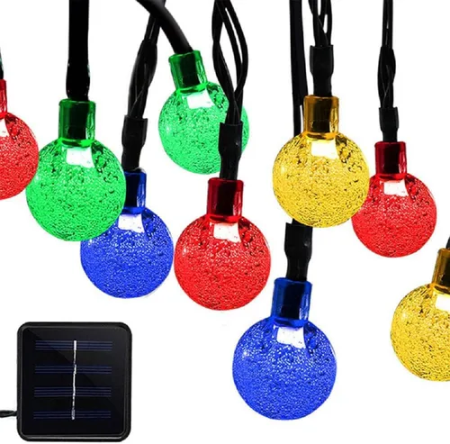Vista 8 de Luces solares de Navidad para exteriores, impermeables, 8 modos de 23.0 ft/24 pies, 50 luces LED de bola de cristal para exteriores, luces solares