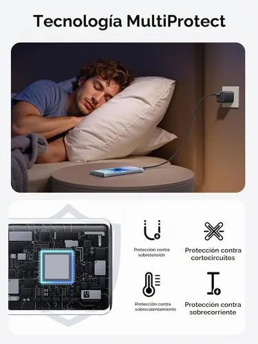 Vista 8 de UGREEN Bloque de cargador USB C de 5 puertos de 45 W, PD/PPS/QC de carga rápida de 45 vatios, cargador GaN con 4 puertos USB C para iPhone 17/16/15