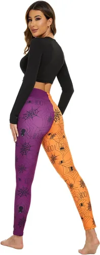 Vista 5 de Eyanse Leggings de Halloween, leggings de Navidad para mujer, cintura alta cepillada suave
