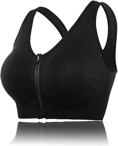 Vista 23 de Medium Support and Removable Pad Tank Top Racerback Post Surgery Sports Bras for Women Albaricoque/Negro/Gris