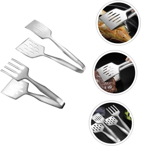 Vista 7 de 2 pinzas de carne para cocinar barbacoa multifuncional utensilios de cocina mango de bloqueo para asar a la parrilla servir