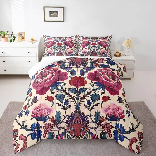Vista 14 de Erosebridal Juego de ropa de cama damascada gótica para adultos, juego de edredón victoriano antiguo, edredón floral vintage gótico con diseño
