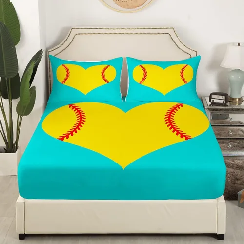 Vista 53 de Feelyou Juego de sábanas de béisbol para niños, juego de sábanas con temática deportiva de pelota, tamaño individual, para niños, adolescentes