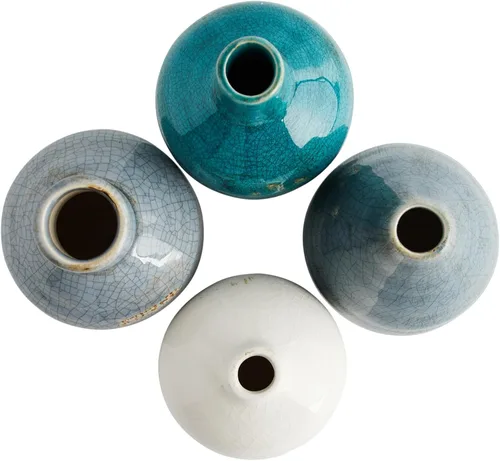Vista 6 de Creative Co-Op - Vasijas de terracota azul y marfil (Set de 4 tamaños)