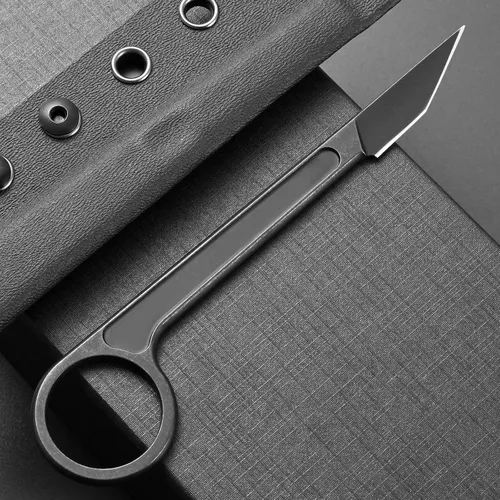Vista 3 de CCanku C1104 - Cuchillo de hoja fija D2 con mango de acero inoxidable para caza, herramienta EDC, supervivencia, campamento al aire libre con funda