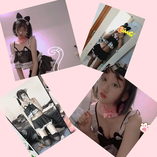Vista 2 de Disfraz de princesa de anime para sirvienta disfraz de cosplay de orejas de gato peludo conjunto de calcetines