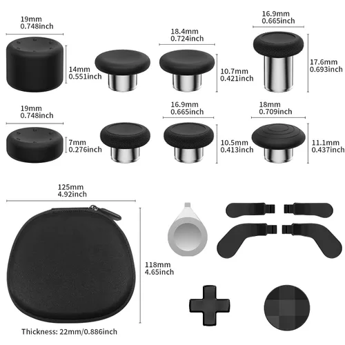 Vista 2 de CHARM FOCUS 16-in-1 Metal Thumbsticks Replacement Kits for X-box Elite Series 2, X-box Elite 2 Controller Accessories, Includes Magnetic Joysticks