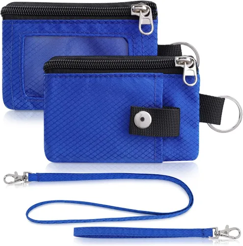 Vista 37 de Artpaxy Cartera minimalista para hombres y mujeres, llavero con bloqueo RFID, con cremallera, pequeña cartera con ventana de identificación, 2
